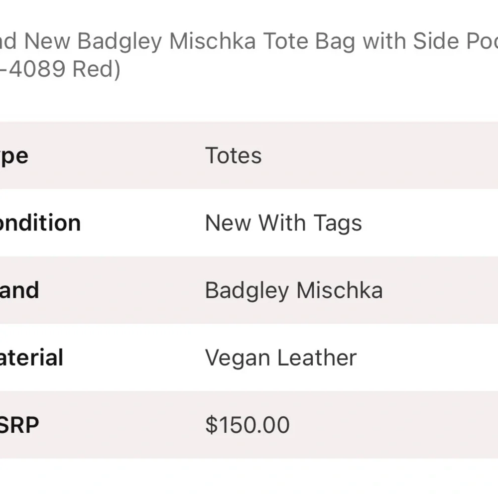 Red Designer Tote Bag - Picture 3 of 3